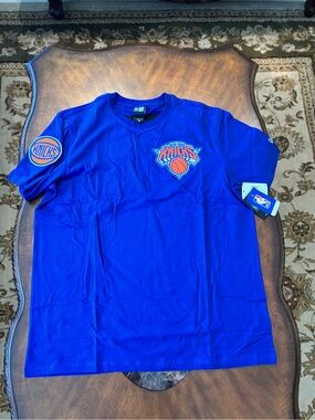 New York Knicks New Era Brand All Patched & Back Stitching Blue T Size XL